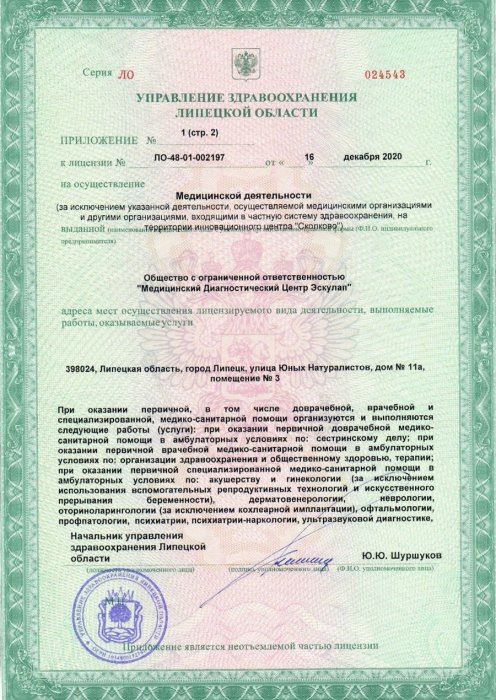Приложение к лицензии от 16.12.2020 №1(стр2)
