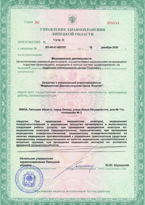 Приложение к лицензии от 16.12.2020 №1(стр3)